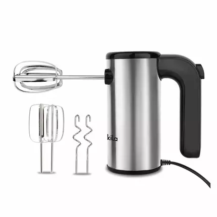Decakila Hand Mixer 200W 5 Speed Silver With Individual Eject Button With 2pcs Beaters & Dough Hooks Beater KEMX009M