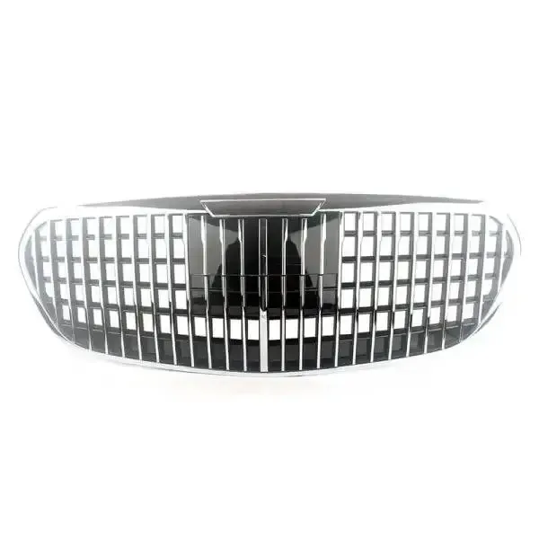 Front Bumper Grill Panamericana Grill Maybach Silver Without Camera Hole CC-1808 Compatible With Mercedes S Class W223 2020-2023 Maybach Brabus Sports Gt Amg