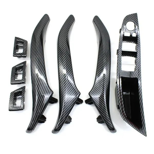 Car Interior Door Armrest Inside Pull Handle Full Set Carbon Fiber 25874 225847l 225848r 225889l 225890r Cf Rhd Model A CC-7865 Compatible With Bmw 5 Series F10 2010-2017