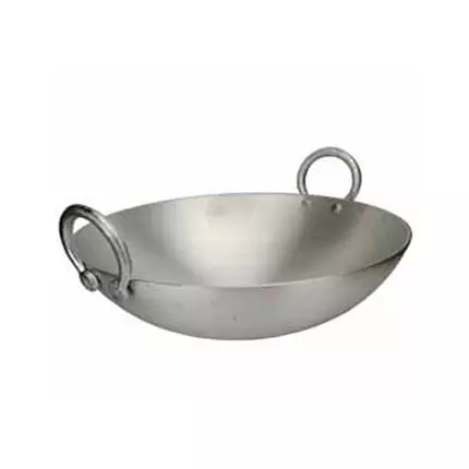 Nadstar8 Aluminium Karai 15.75" No8 Heavy Base Aluminum Kadai Deep Frying Kadai with Handle for Kitchen