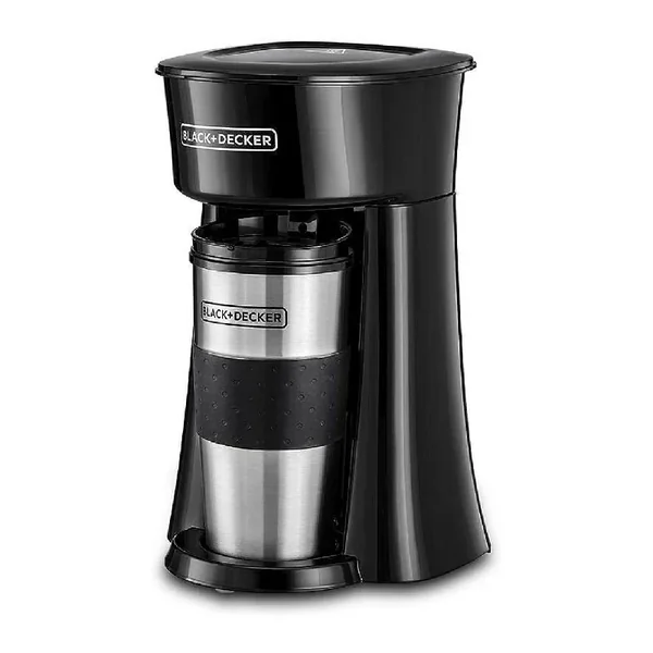 Black & Decker Coffee Machine 650W, 360ml Travel Mug, Permanent Nylon Filter, Auto-Off, Over Filling Protection Black DCT10-B5