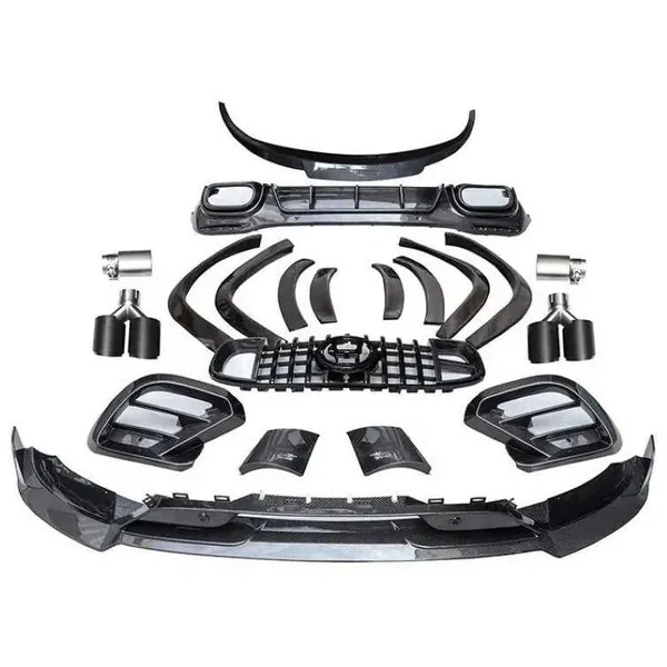 AMG Bumper Brabus B900 Bodykit Real Carbon Fiber Grill Splitter Skirts Spoiler Front Rear Lip Diffuser Exhaust Tip Canard CC-9815 Compatible With Mercedes Benz Gls W167 X167 2019-2025