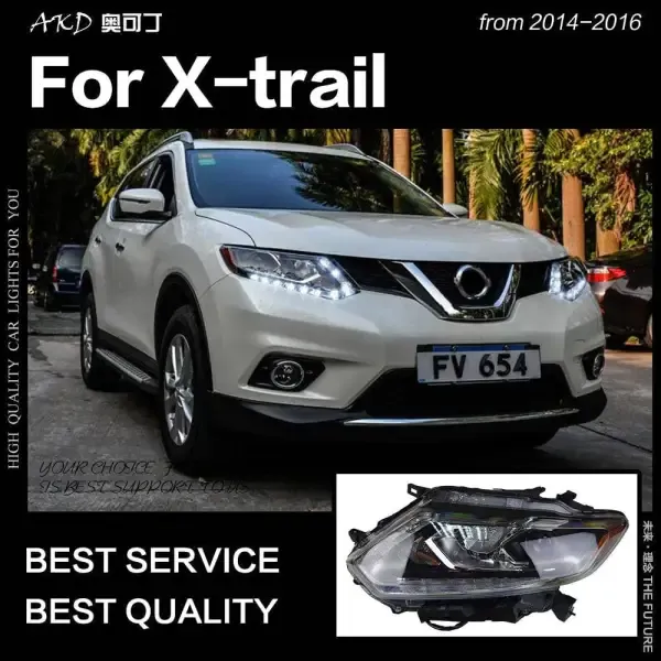 LED Headlight DRL Hid Option Beam Compatible With Nissan X-Trail 2014