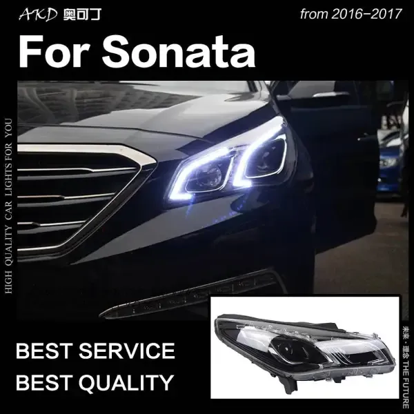 LED Headlight DRL Hid Bi Xenon Compatible With Hyundai Sonata 2016-2017