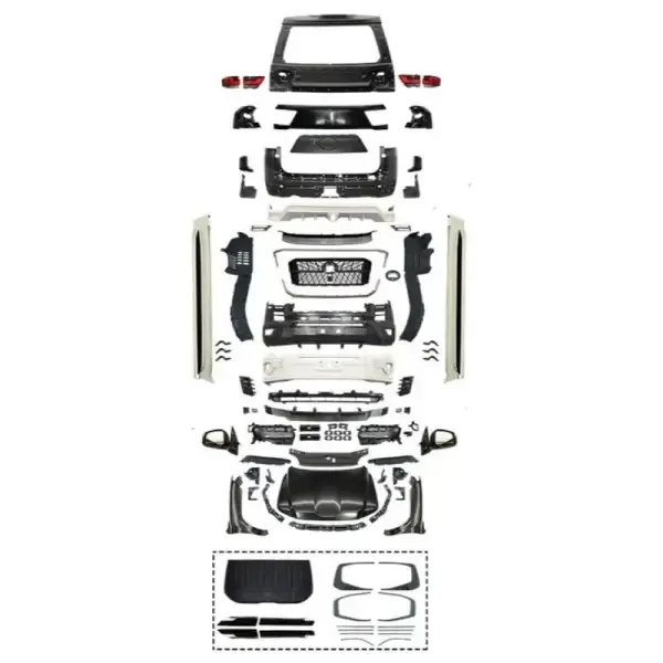 Upgrade Facelift Convert To 2021+ Lc300 Body Kit Side Skirts Splitter Spoiler Front Lip Diffuser Wald Style CC-5472 Compatible With Toyota Land Cruiser Lc200 2008-2020