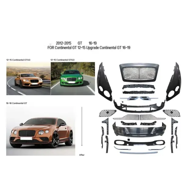 UPGRDE FACELIF TO 2016-2019 BODYKIT BUMPER Compatible With BENTLEY CONTINENTAL GT 2012-2015