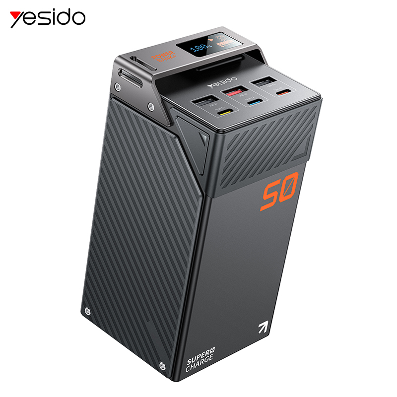 Yesido YP63 50000mAh PD 20W + SCP 22.5W Fast Charging Zinc Alloy LED Screen Display Six-port Power Bank