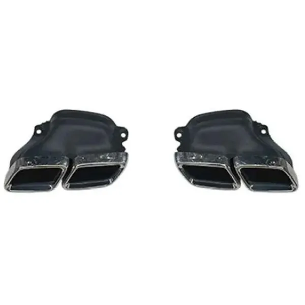 Rear Bumper Upgrade Convert To Gle63 Amg Exhaust Tip Pipe Dual Silver Chrome Gc CC-9627 Compatible With Mercedes Benz Gls W166 X166 2016-2019