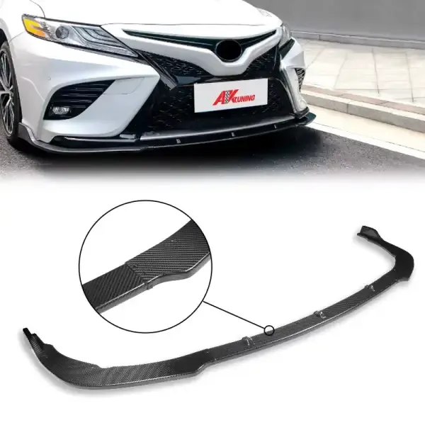 Carbon Fiber Parts Body Kit Widebody Front Bumper Lip Spoiler Diffuser Compatible With Toyota Camry SE 2018 2019 2020