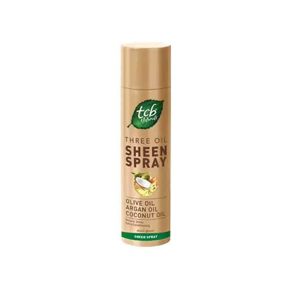 TCB Naturals Three Oil Sheen Spray Enriched with Perfect Blend of Olive, Argan and Coconut Oils 85ml (24 pcs)