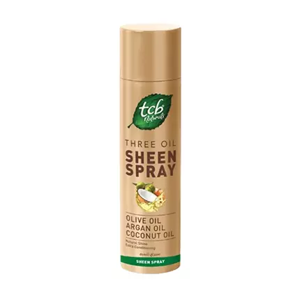 TCB Naturals Three Oil Sheen Spray Enriched with Perfect Blend of Olive, Argan and Coconut Oils 450ml (Pack of 24 pcs)