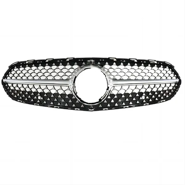 Upgraded Front Bumper Racing Mesh Show Grille With Camera Hole Diamond Silver CC-7256 Compatible With Mercedes Benz C Class W206 C206 2023
