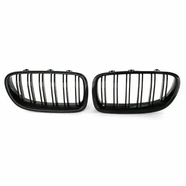 Front Bumper Grill Carbon Fiber Look CC-1570 Compatible With Bmw 5 Series F10 2010-2017
