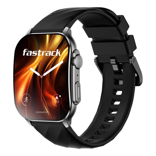 Titan Fastrack Horizon S1 Smartwatch, 1.96 inches AMOLED Display, Gun Metal Case with Black Silicone Strap, 38166QP01