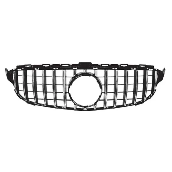 Upgrade Front Bumper Amg C63 Show Grill Without Camera Hole Gtr Silver Chrome Gc W205/c205-003 CC-9490 Compatible With Mercedes Benz C Class W205 C205 Coupe 2015-2018