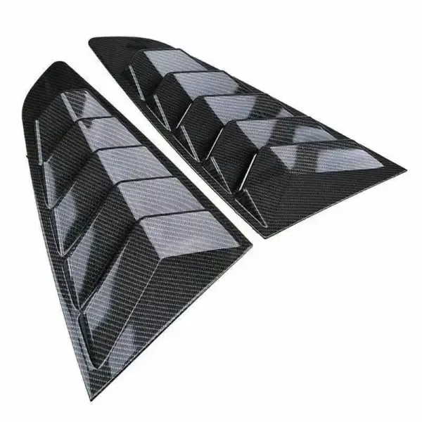 Rear Window Vent Outlet Louver Fender Trim Carbon Fiber Look Window Louver CC-1957 Compatible With Ford Mustang 2015-2018