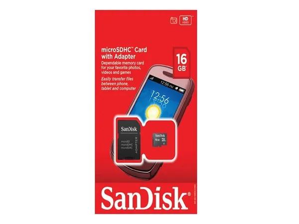 SanDisk 16GB Class 4 MicroSDHC Memory Card with Adapter