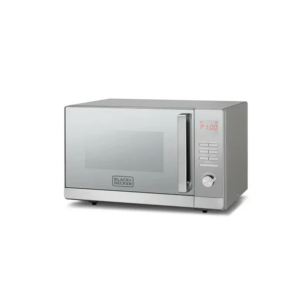 Black & Decker Microwave 30L, 900W with Grill Digital LED Display with Multiple Auto Menu Programs, Weight/Time Defrost Function for Efficient Cooking and Heating Mirror Finish MZ30PGSS-B5