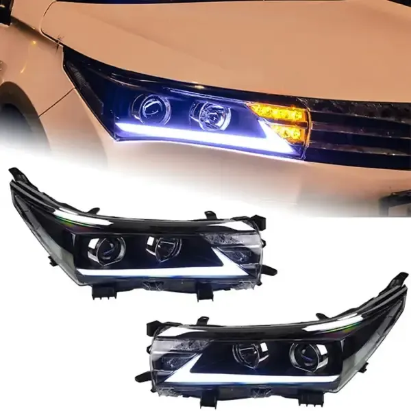 LED Headlight DRL Turn Signal High Beam Angel E Compatible With Toyota Corolla 2014-2016
