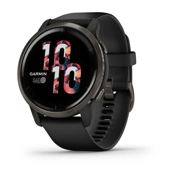 Garmin Venu 2 Smartwatch (45mm) - Slate Bezel with Black Case & Silicone Band