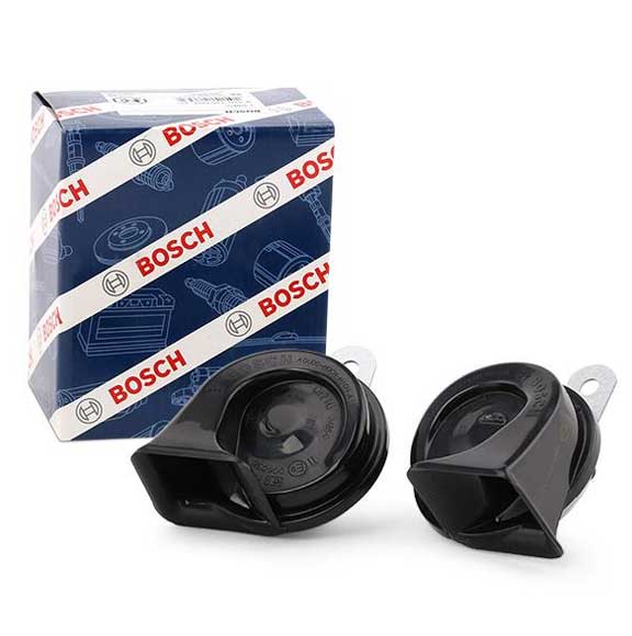 Bosch Fanfare Horn EC9 GALVAN 12V SET; BLACK (9320 335 007) (0986 Ah0 403) For Mercedes Benz F002H10028