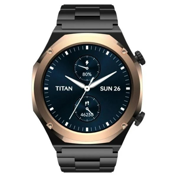 Titan Maestro Premium Metal Smartwatch, 1.43 AMOLED Display, Black/Rose