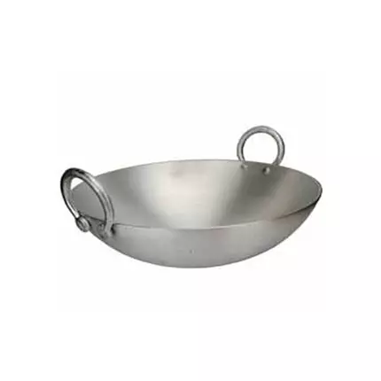 Nadstar8 Aluminium Karai 14" No7 Heavy Base Aluminum Kadai Deep Frying Kadai with Handle for Kitchen