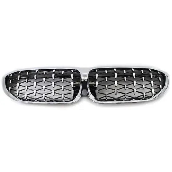 Front Bumper Show Grill Diamond Silver CC-3085 Compatible With Bmw 3 Series G20 2019-2022
