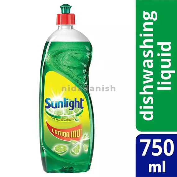 Sunlight Dishwashing Liquid 750ml Regular (Lemon) (Pack of 5Pcs)