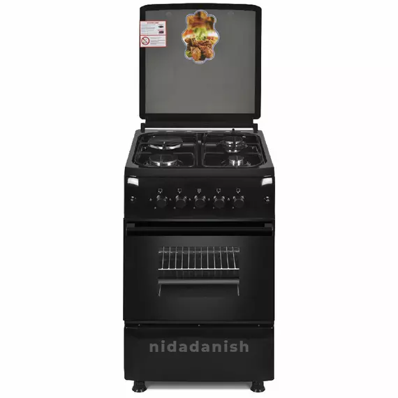 Westpoint Cooker 50x55cm, 3 Gas Burners, 1 Electric Plate with Electric Oven & Grill Black WCER5531E0N