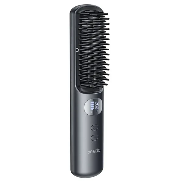 YESIDO MG23 Wireless Hair Straightener Brush - 2 in 1 Styling, 3 Temp Settings