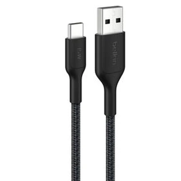 Belkin BoostCharge Pro Braided USB-A to USB-C Cable 15W, 3.3ft/1m, Black