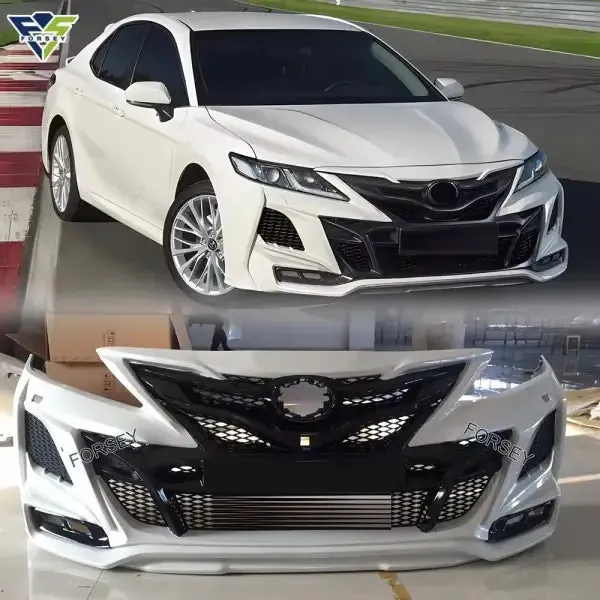 Upgraded Khan-Style Front Bumper and Rear Bumper Exhaust Injection Molding PP High Quality Body Kit Compatible With Toyota Camry 2018-2023