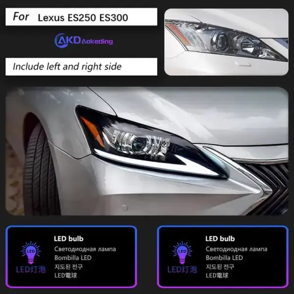 LED Headlight DRL Signal Projector Lens Compatible With Lexus ES ES200 ES300 ES250 2006-2012