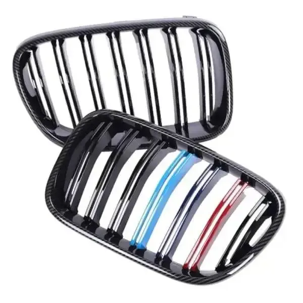 Front Bumper Grill Carbon Fiber Look Tri Color CC-1609 Compatible With Bmw X3 F25 2010-2014
