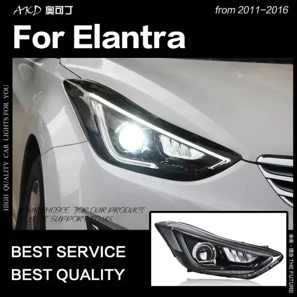 LED Headlight High Beam Signal DRL Hid Bi Xenon Compatible With Hyundai Elantra 2011-2016