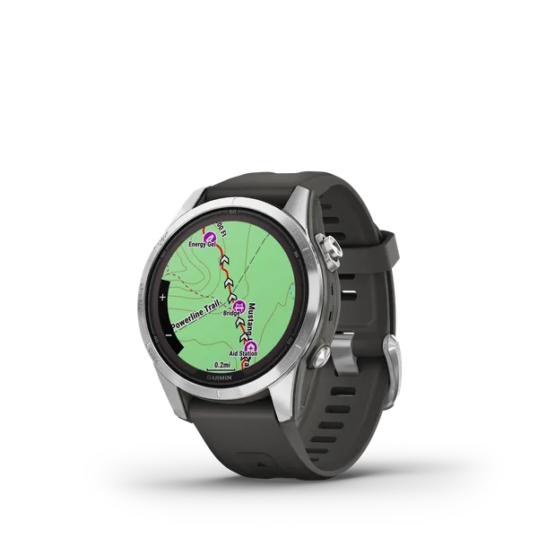 Garmin fenix 7S Pro, Solar Edition - Silver with Graphite Silicone Band