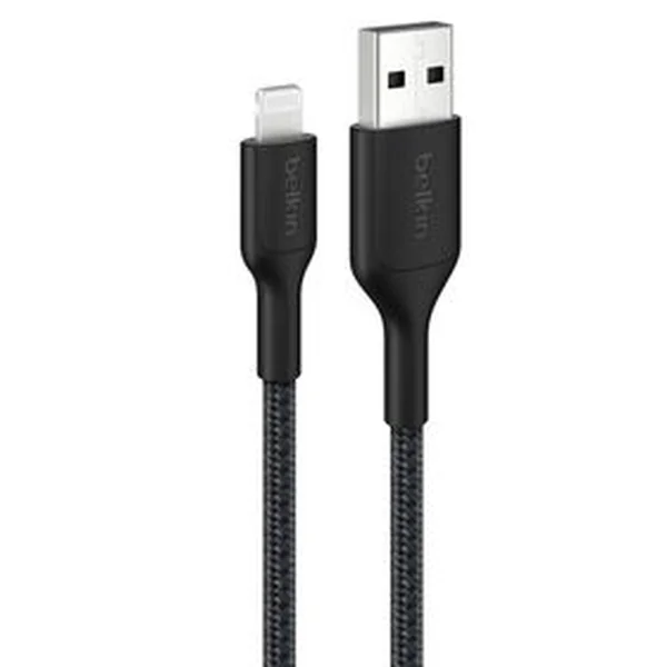 Belkin BoostCharge Pro Braided USB-A Cable with Lightning Connector, 0.5ft/0.15m, Black