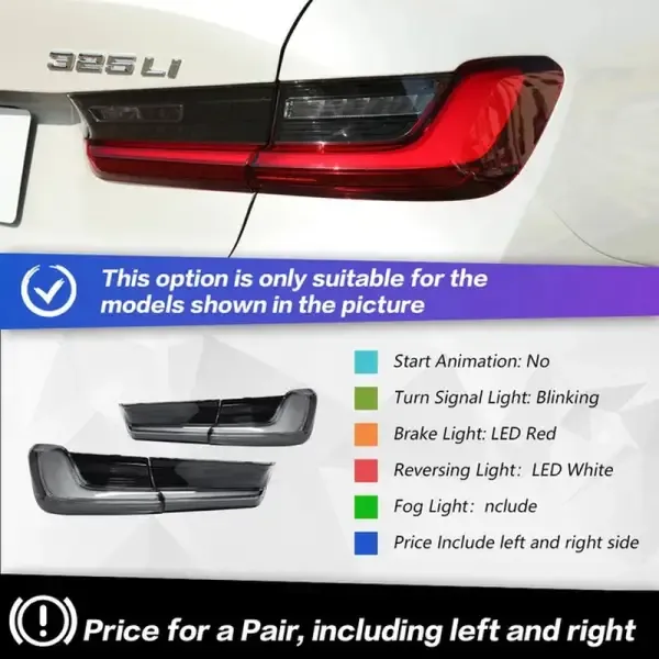 LED Tail Light Rear Fog Brake Turn Signal Compatible With BMW G20 G28 2019-2021 325I 320I
