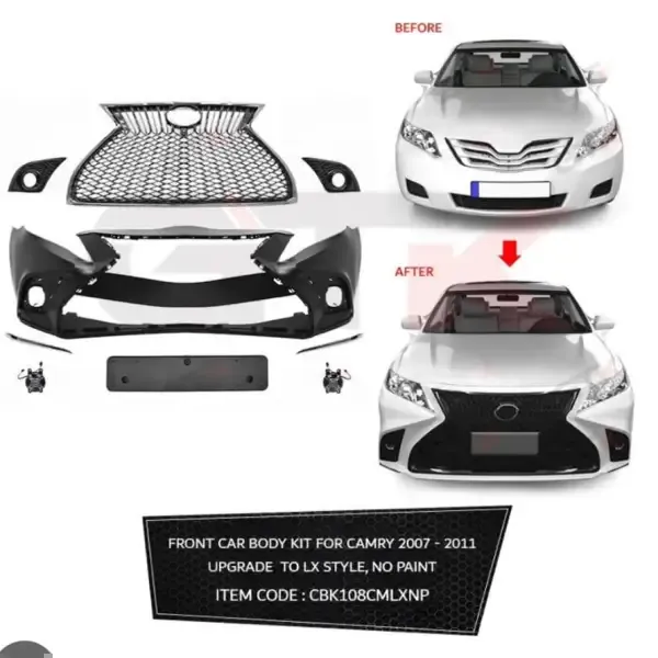 Upgrade Lexus Body kit PP Front Bumper Compatible With Toyota Camry 2007 2008 2009 2010 2011
