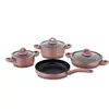Korkmaz Bella Granite 7pcs Cookware Set Rosegold A2894