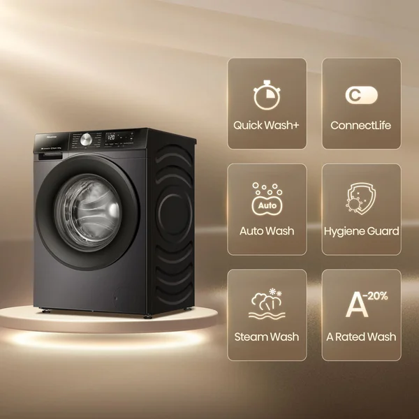 Hisense 10.5Kg Smart Front Load Washing Machine with Inverter-Titanium Grey WF3S1043BT