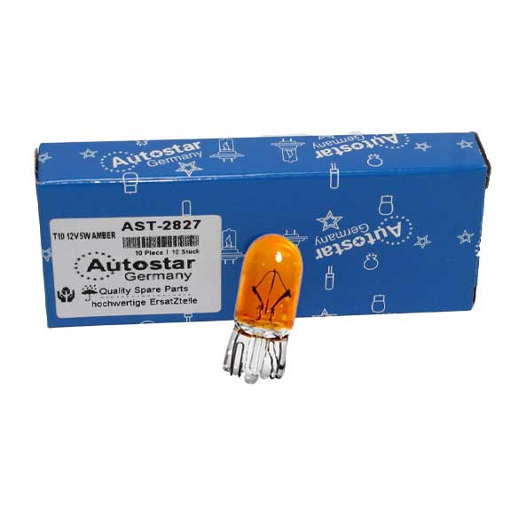 Autostar Germany Bulb WY5W Indicator 12V 5W, T10 LIGHT LED AMBER BULB 2827