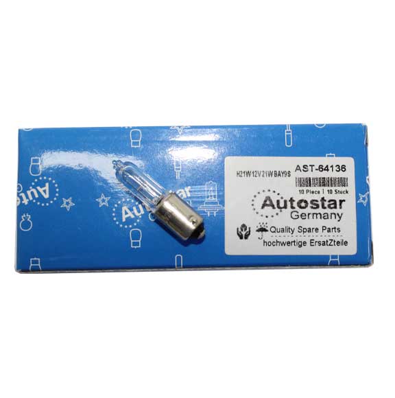 Autostar Germany Bulb H21W Indicator 12V 21W BAY9S CLEAR 64136