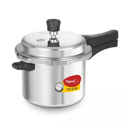 Pigeon Pressure Cooker 3L Deluxe Aluminium Outer Lid Gas Stove Compatible Ergonomically Designed Handle PP3
