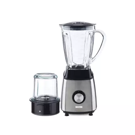 Solstar Blender 5 Speed 1.6L 600W Steel with Pulse, Glass Jar, Stainless Steel Blade, Ice Crush, Juice Blending BL 6105A-INB SS