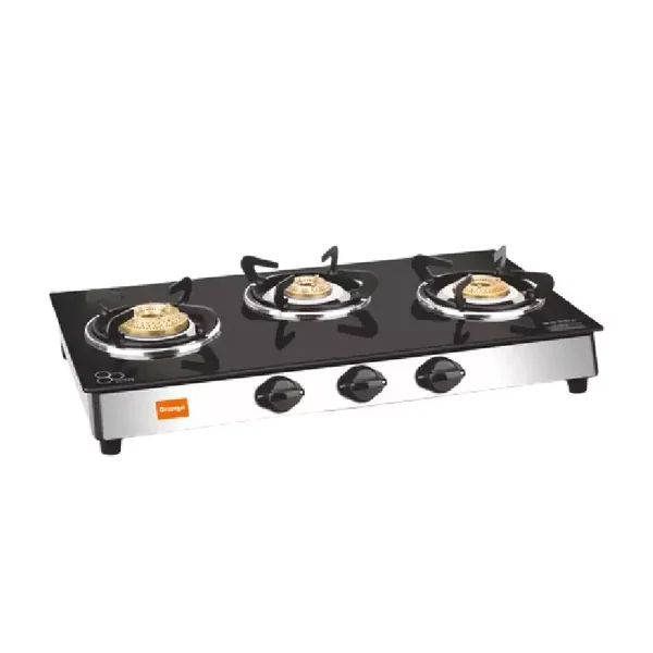 Orange Gas Stove Elegant 301 with 3 Burner, Toughened Glass Top OLPG275