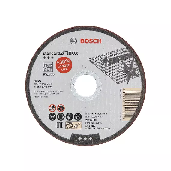 Bosch Standard For Inox Straight Cutting Disc 115 x 1.0 x 22.23mm 2608603169