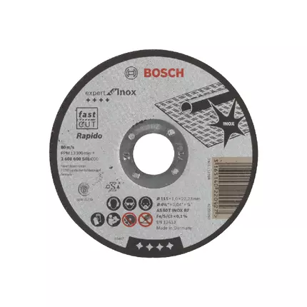 Bosch Expert for Inox Straight Cutting Disc 115 x 22.23 x 1mm 2608600545