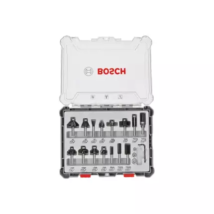 Bosch Mixed Router Bits Set 6mm 15 Pcs 2607017471